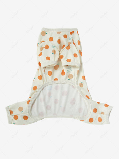 Pet's Orange Polka Dot Letters Print Ribbed Pajama