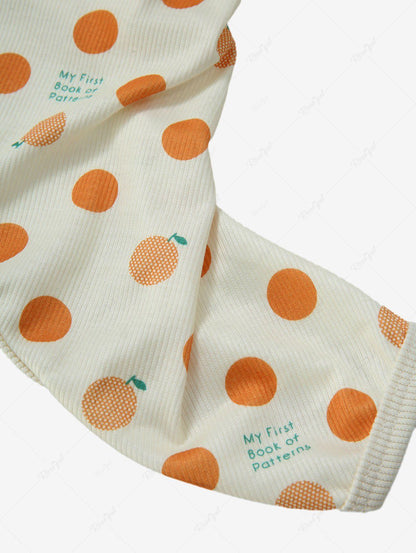 Pet's Orange Polka Dot Letters Print Ribbed Pajama
