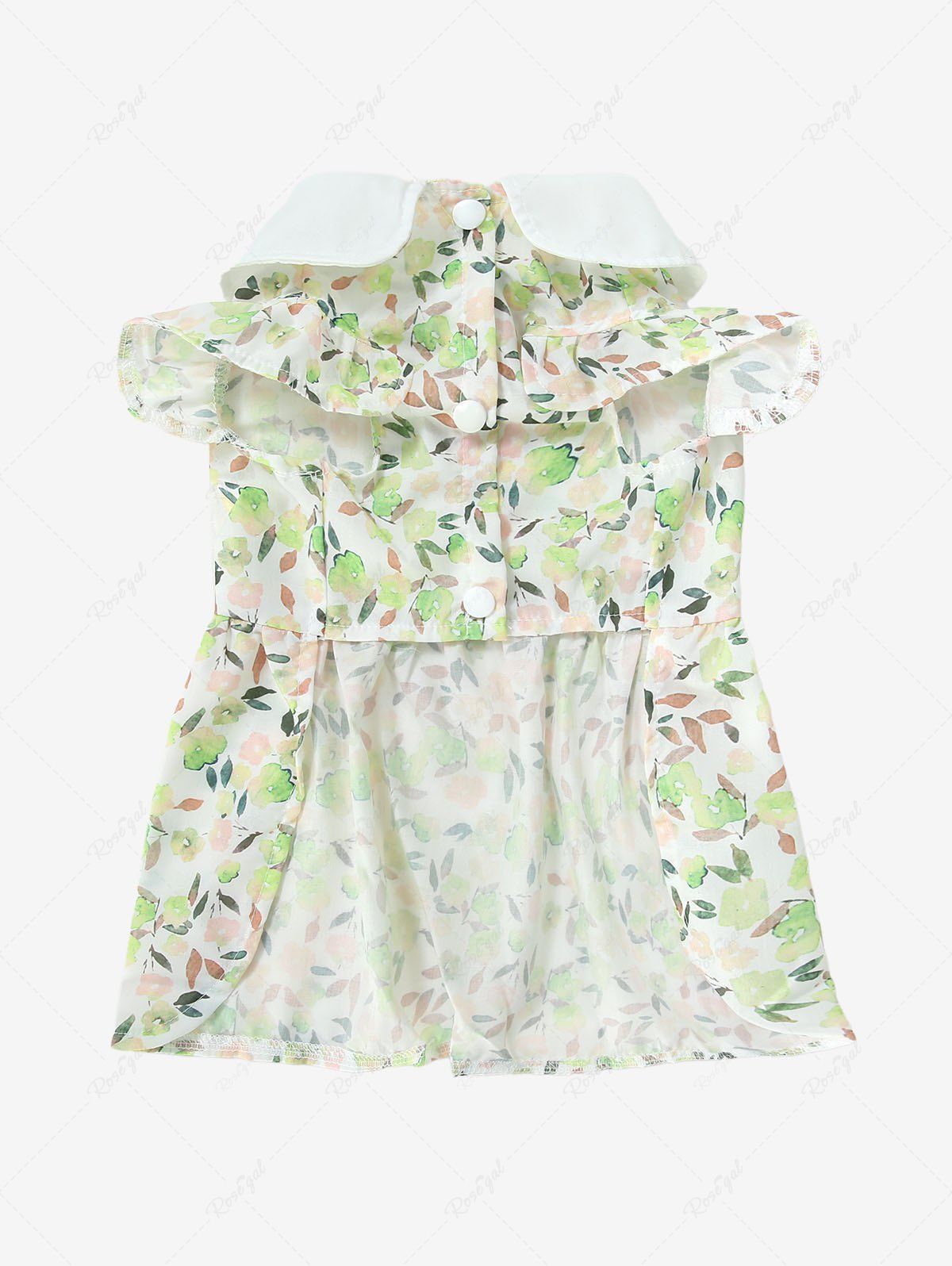 Pet's Flower Leaf Watercolor Print Peter Pan Collar Dress