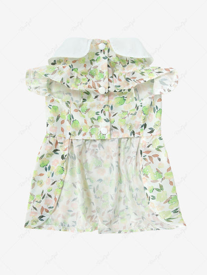 Pet's Flower Leaf Watercolor Print Peter Pan Collar Dress
