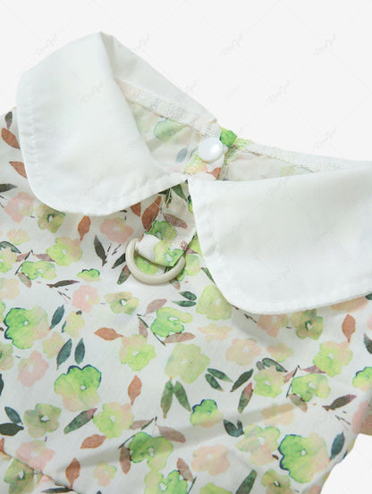 Pet's Flower Leaf Watercolor Print Peter Pan Collar Dress