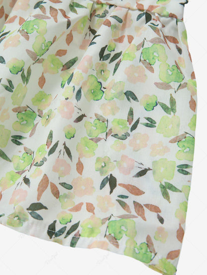 Pet's Flower Leaf Watercolor Print Peter Pan Collar Dress