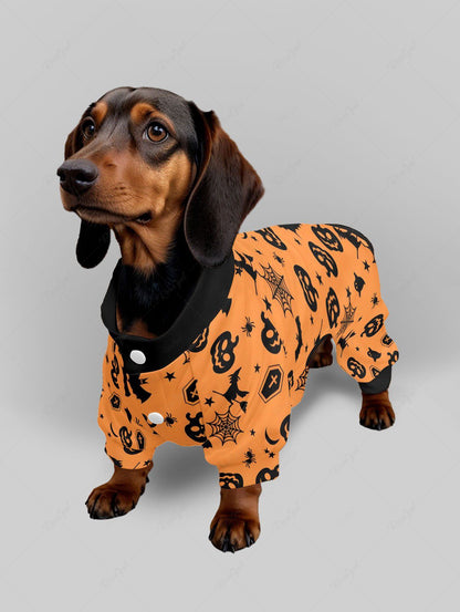 Pumpkin Bat Spider Web Printed Halloween Pajama Pants Dog And Owner Matching Outfits
