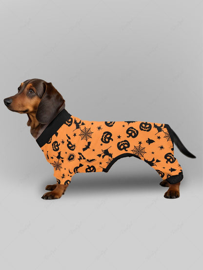 Pumpkin Bat Spider Web Printed Halloween Pajama Pants Dog And Owner Matching Outfits