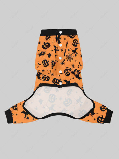 Pet's Pumpkin Bat Spider Web Print Halloween Button Pajama