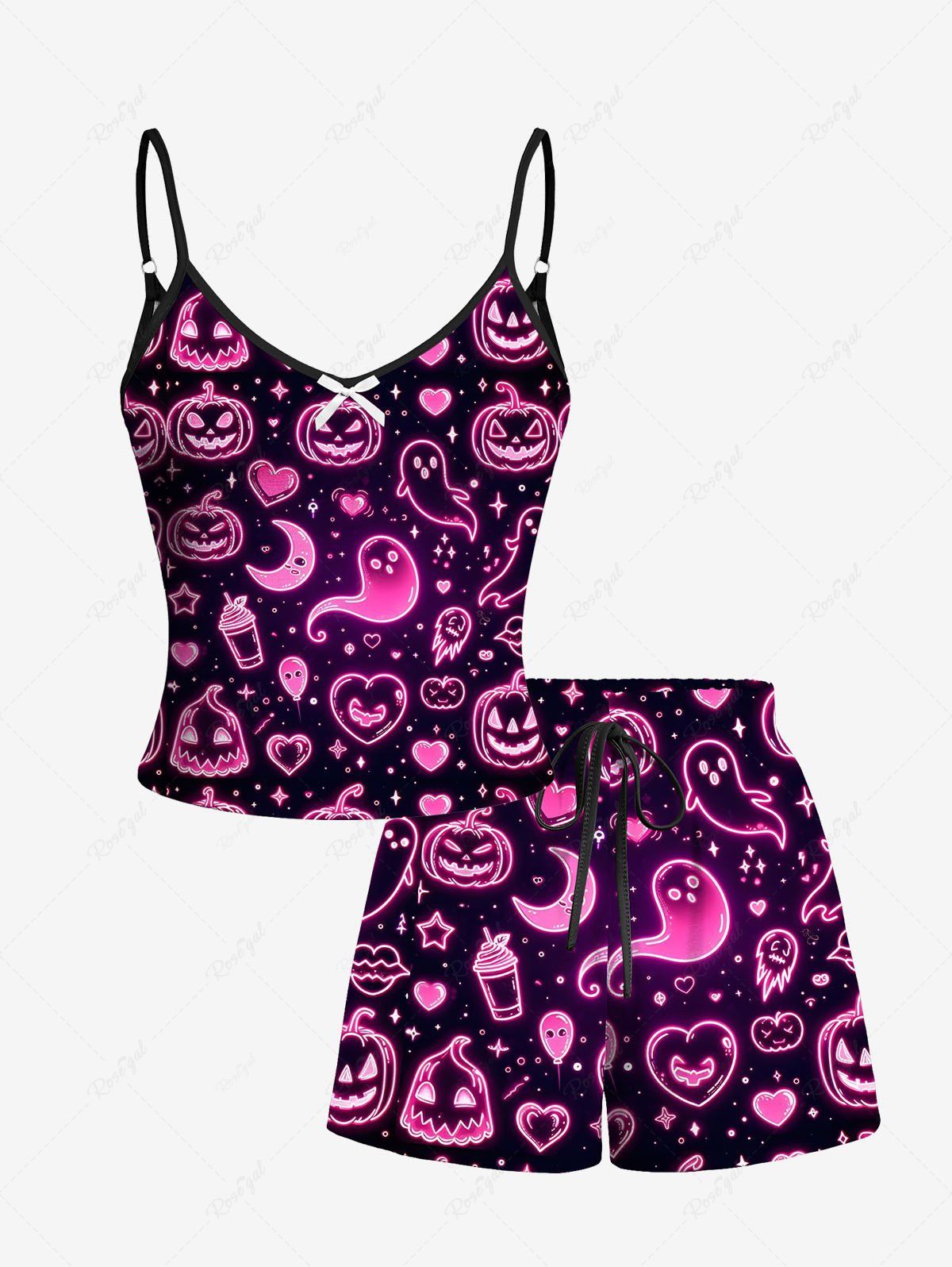 Halloween Pumpkin Ghost Moon Star Heart Print Pajamas Dog and Owner Matching Outfits