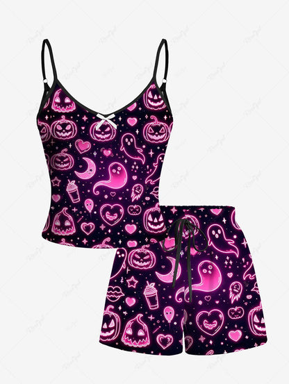 Halloween Pumpkin Ghost Moon Star Heart Print Pajamas Dog and Owner Matching Outfits
