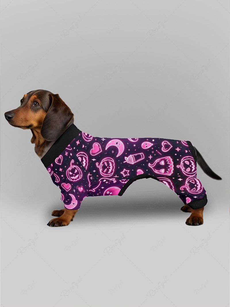 Halloween Pumpkin Ghost Moon Star Heart Print Pajamas Dog and Owner Matching Outfits