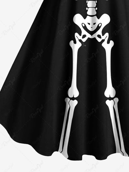 Plus Size Halloween Skull Skeleton Print Tank Dress