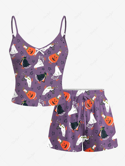 Pumpkin Wizard Duck Stars Printed Halloween Pajama Dog And Owner Matching Outfits