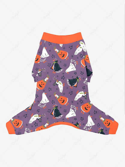 Pet's Pumpkin Wizard Duck Stars Print Halloween Button Pajama