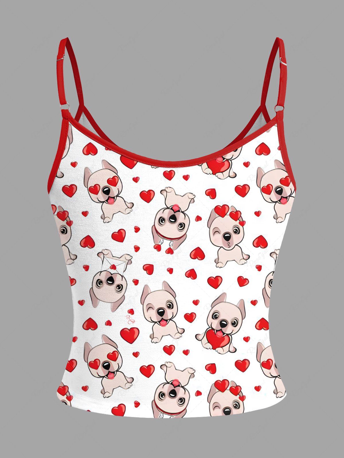 Cute Dog Heart Print Cami Top and Drawstring Shorts Pajama Set
