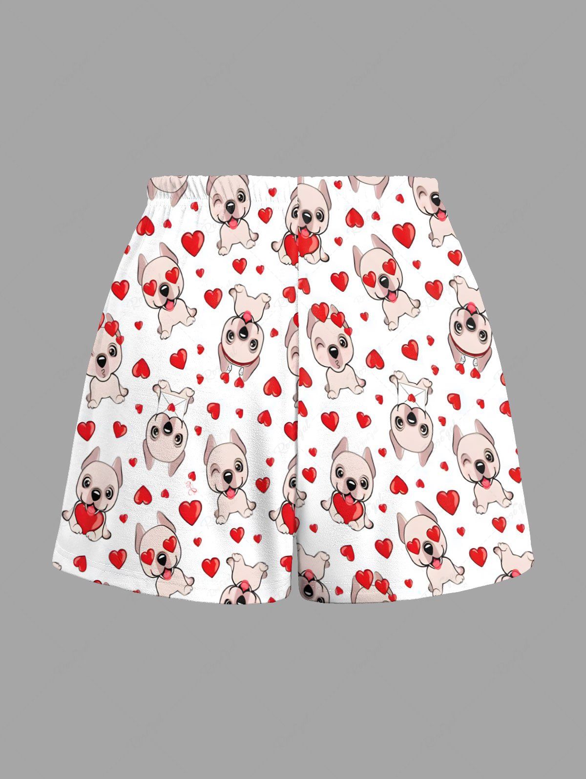 Cute Dog Heart Print Cami Top and Drawstring Shorts Pajama Set