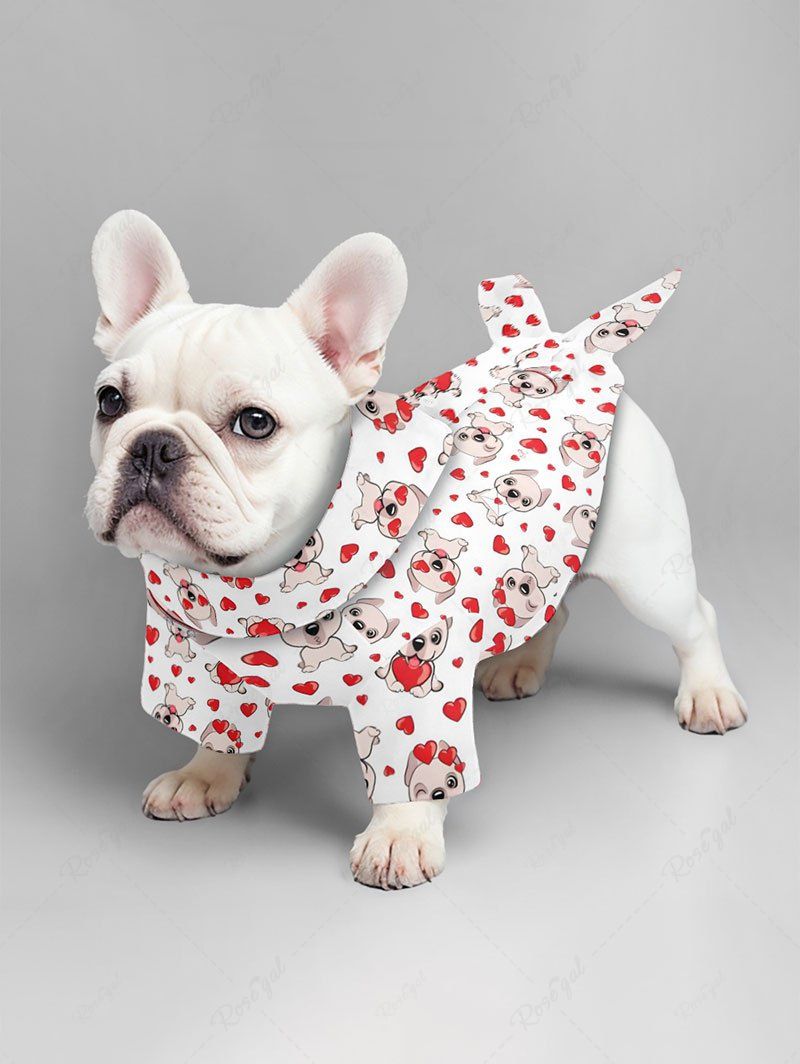 Pet's Cute Dog Heart Print Button Shirt