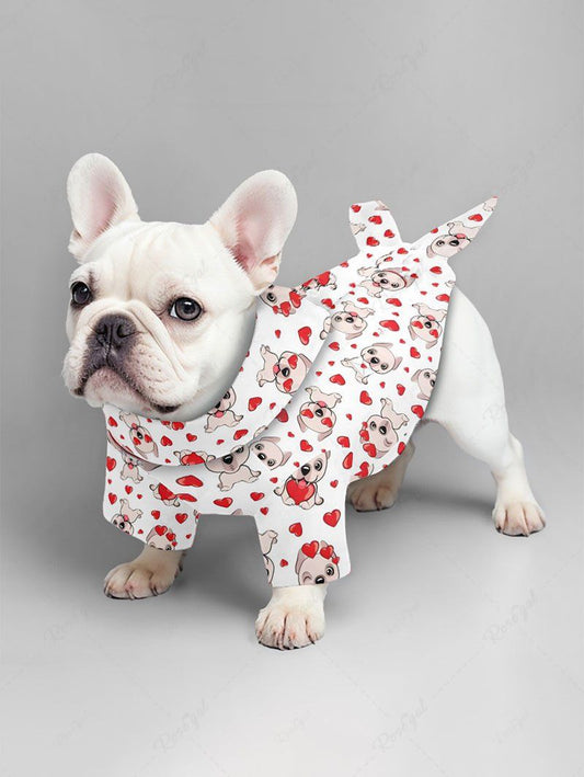 Pet's Cute Dog Heart Print Button Shirt