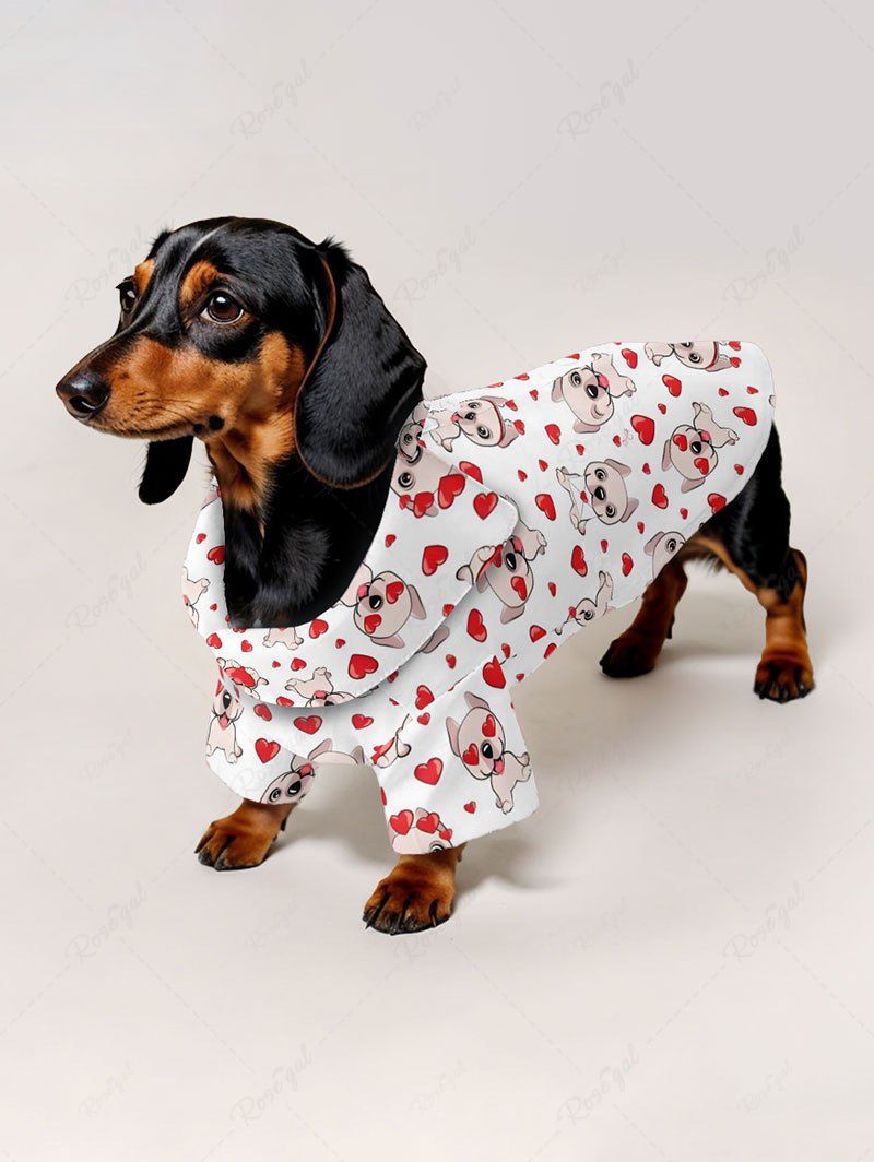 Cute Puppy Heart Printed Shirt Pajama Dog And Owner Matching Outfits