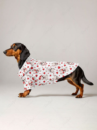 Pet's Cute Dog Heart Print Button Shirt