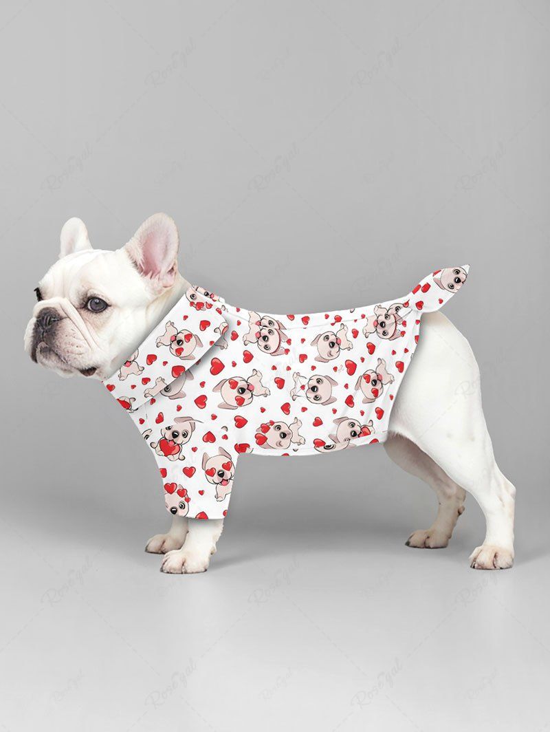 Pet's Cute Dog Heart Print Button Shirt