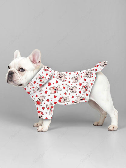 Pet's Cute Dog Heart Print Button Shirt