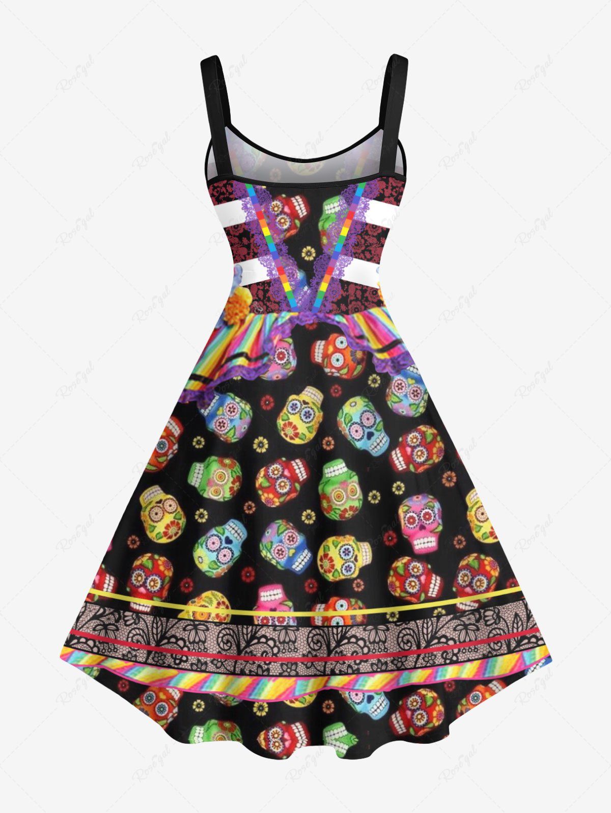 Halloween Skulls Flowers Print T-shirt and Tank Dress Dog and Owner Matching Outfits