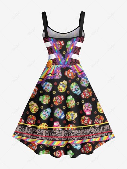 Halloween Skulls Flowers Print T-shirt and Tank Dress Dog and Owner Matching Outfits