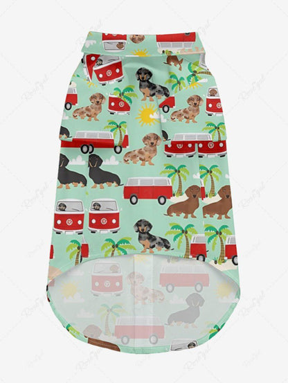 Pet's Coconut Tree Dog Bus Sun Cloud Print Hawaii Shirt