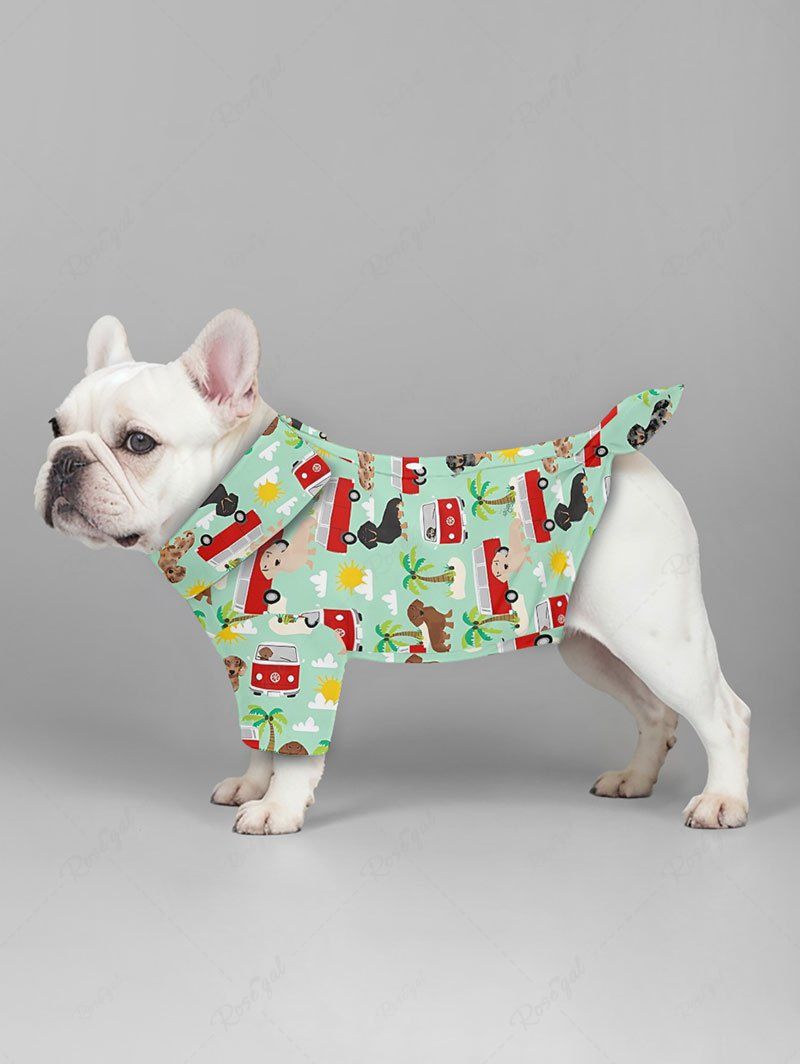 Pet's Coconut Tree Dog Bus Sun Cloud Print Hawaii Shirt