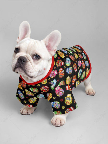 Halloween Skulls Flowers Print T-shirt and Tank Dress Dog and Owner Matching Outfits