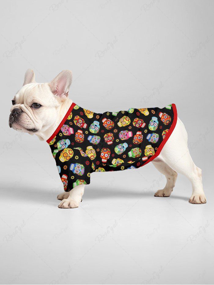 Halloween Skulls Flowers Print T-shirt and Tank Dress Dog and Owner Matching Outfits
