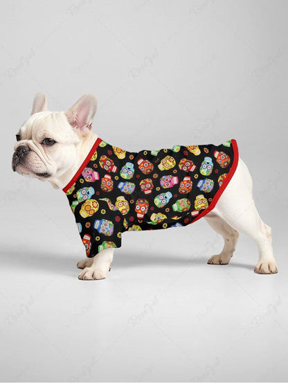 Halloween Skulls Flowers Print T-shirt and Tank Dress Dog and Owner Matching Outfits