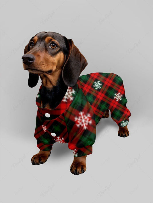 Pet's Christmas Plaid Snowflake Print Pajama