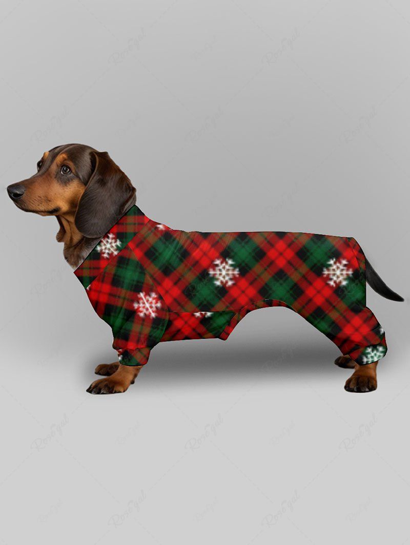 Pet's Christmas Plaid Snowflake Print Pajama
