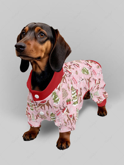 Christmas Tree Elk Hat Printed Pajama Pants Dog And Owner Matching Outfits