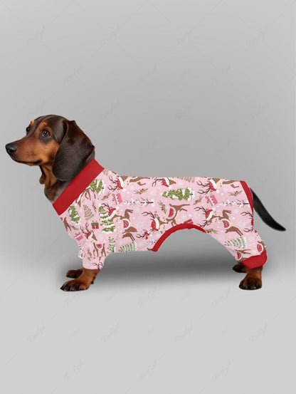 Pet's Christmas Tree Elk Hat Print Button Pajama