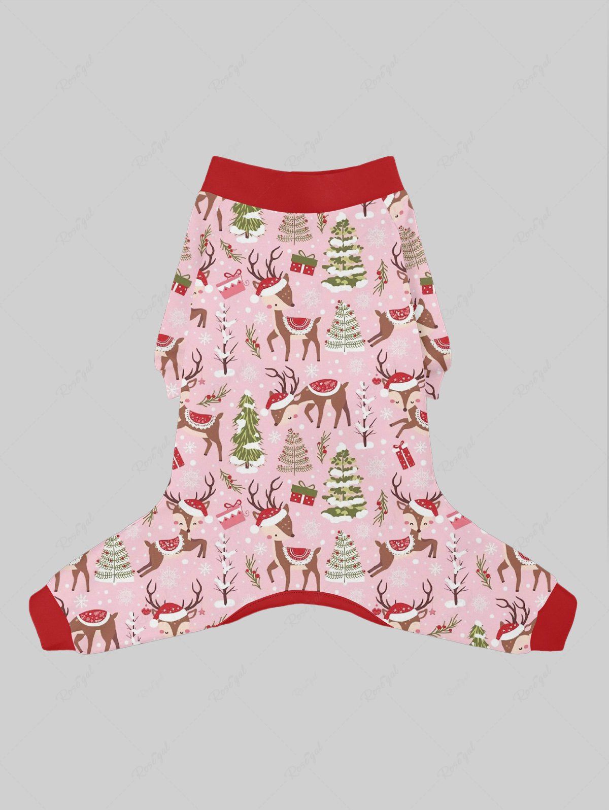 Pet's Christmas Tree Elk Hat Print Button Pajama