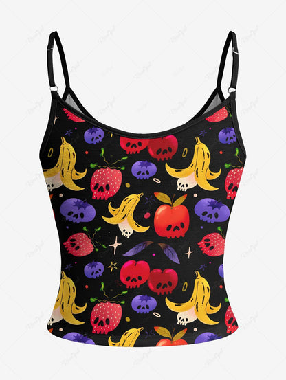 Cartoon Banana Strawberry Blueberry Cute Fruit Print Cami Top and Drawstring Shorts Pajama Set