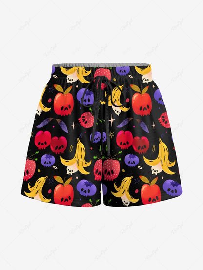 Cartoon Banana Strawberry Blueberry Cute Fruit Print Cami Top and Drawstring Shorts Pajama Set