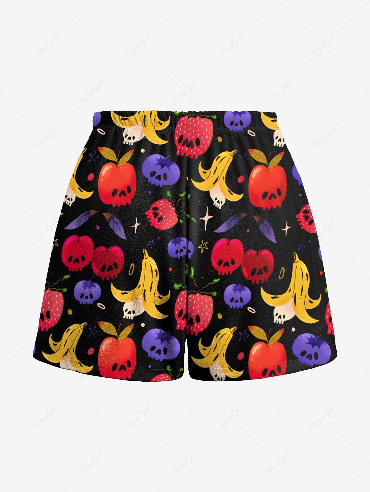 Cartoon Banana Strawberry Blueberry Cute Fruit Print Cami Top and Drawstring Shorts Pajama Set