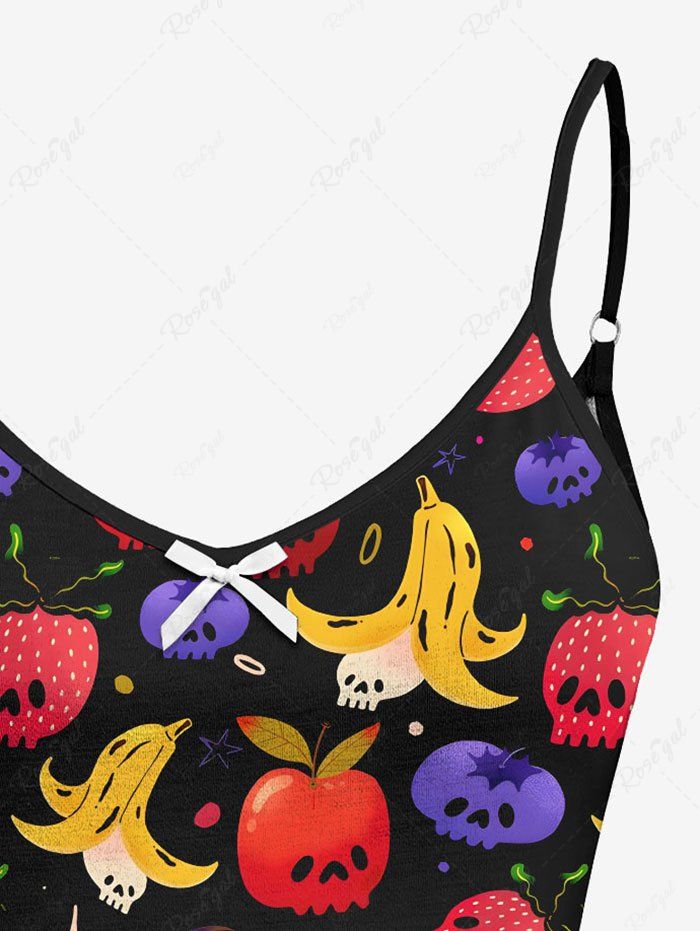 Cartoon Banana Strawberry Blueberry Cute Fruit Print Cami Top and Drawstring Shorts Pajama Set