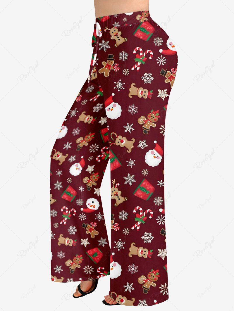 Christmas Santa Claus Snowflake Gingerbread Candy Printed Pajama Pants Dog And Owner Matching Outfits