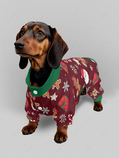 Christmas Santa Claus Snowflake Gingerbread Candy Printed Pajama Pants Dog And Owner Matching Outfits