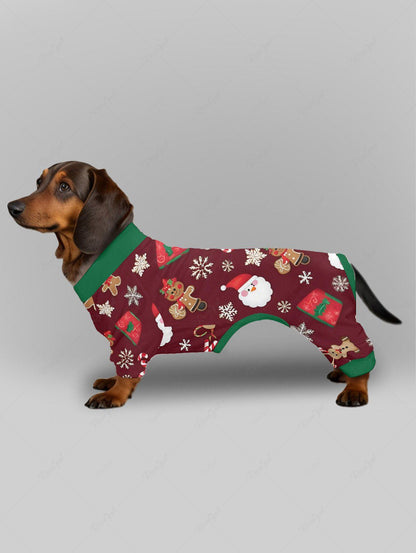 Pet's Christmas Santa Claus Snowflake Gingerbread Candy Print Button Pajama