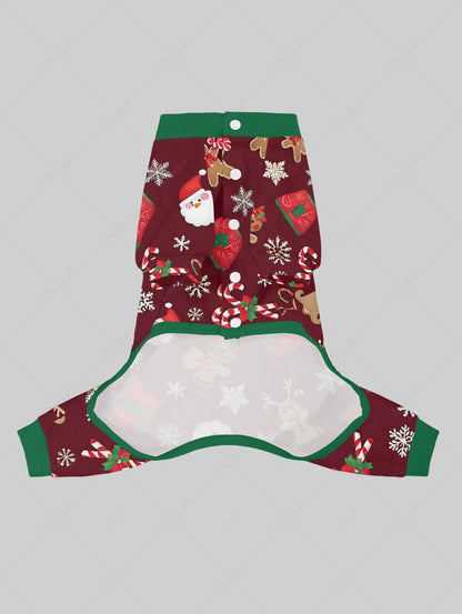 Pet's Christmas Santa Claus Snowflake Gingerbread Candy Print Button Pajama