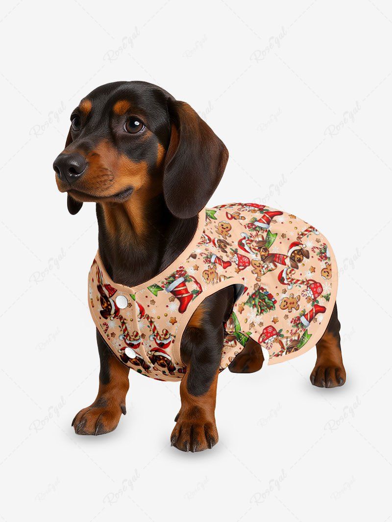 Christmas Stocking Gingerbread Hat Candy Dog Print Dreses Dog and Owner Matching Outfits