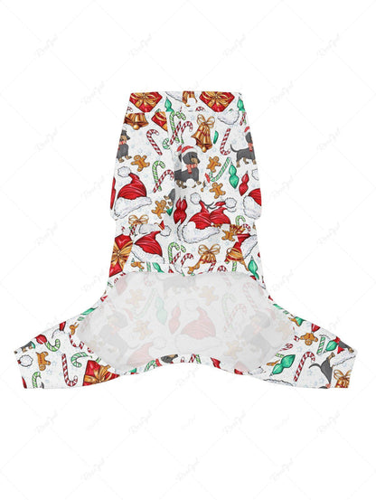 Pet's Christmas Hat Candy Bell Gift Box Gingerbread Dog Print Pajama