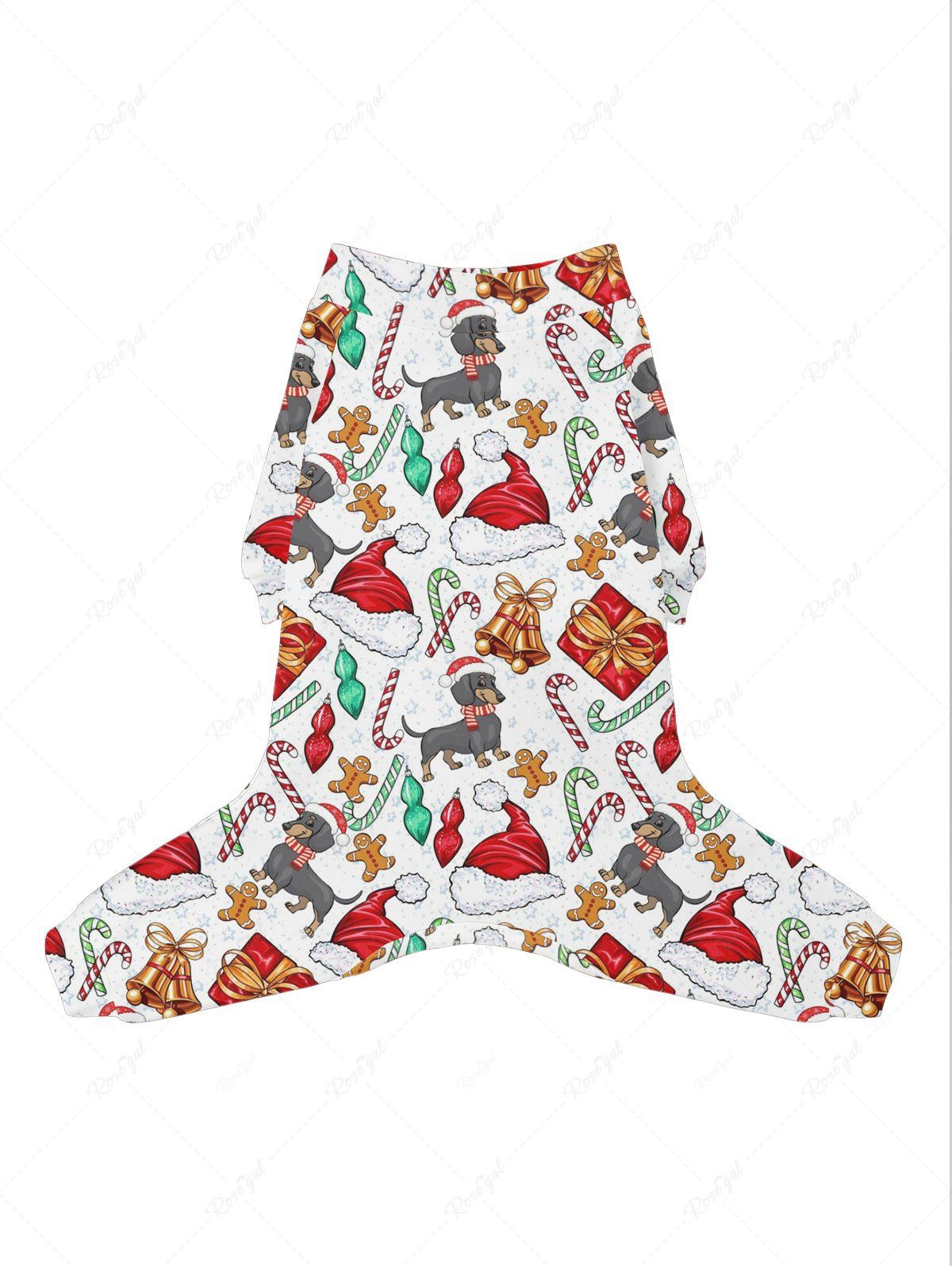 Pet's Christmas Hat Candy Bell Gift Box Gingerbread Dog Print Pajama
