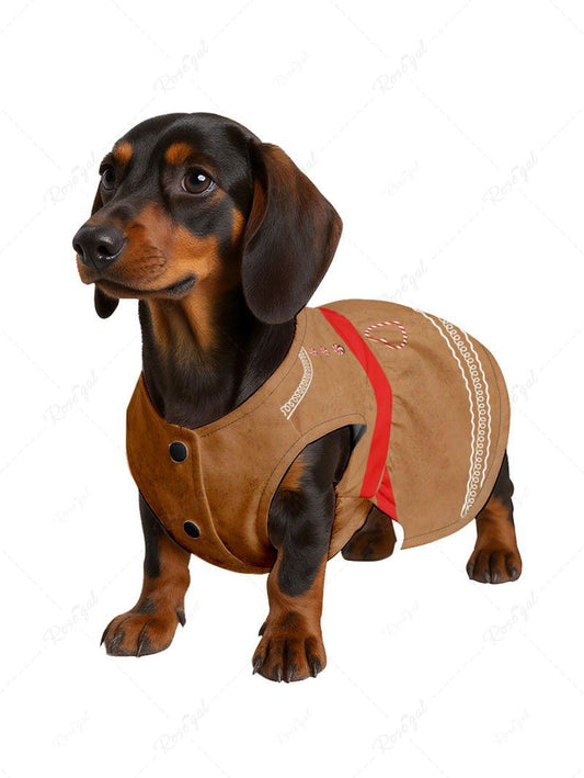 Pet's Christmas Gingerbread Candy Heart Print Dress