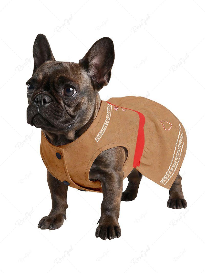 Pet's Christmas Gingerbread Candy Heart Print Dress