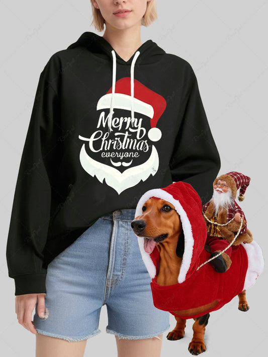 Christmas Hat Letters Santa Claus Print Hoodie Dog And Owner Matching Outfits