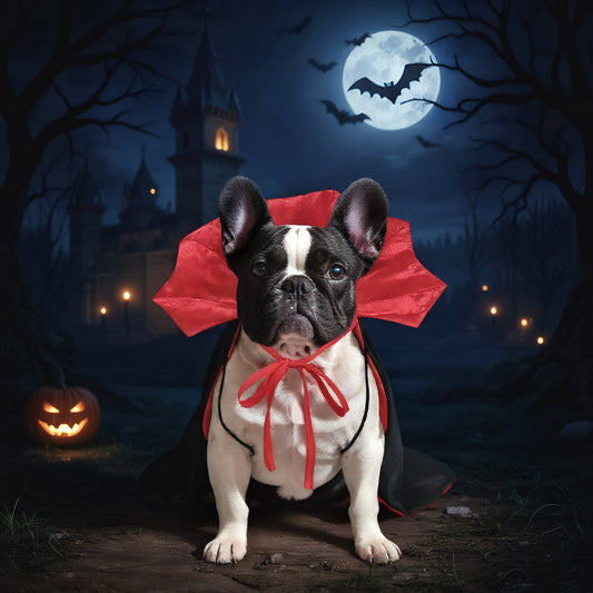 Pet's Halloween Vampire Costume Two Tone V Notched Tied Cape Cloak